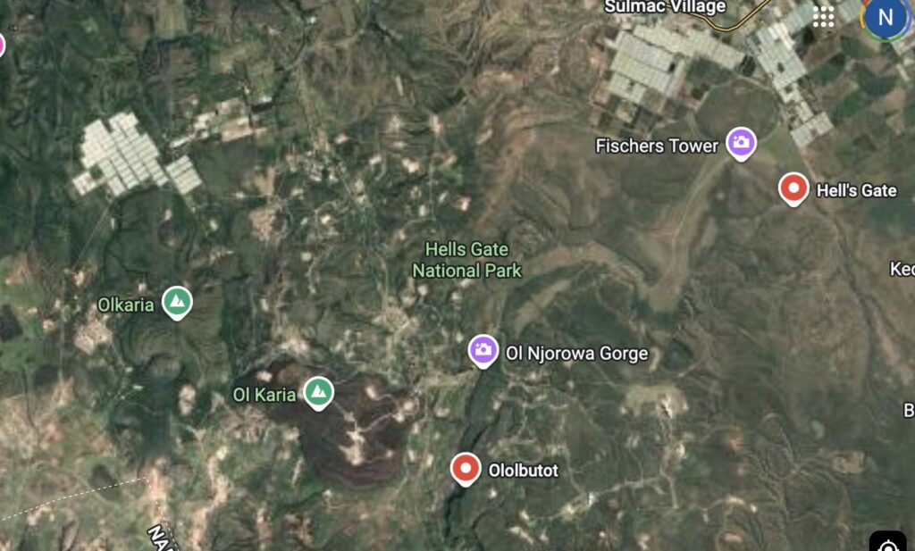 screenshot of Hell's Gate map on google maps